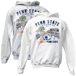 gray and white hooded sweatshirts with Penn State Homecoming 2024 art